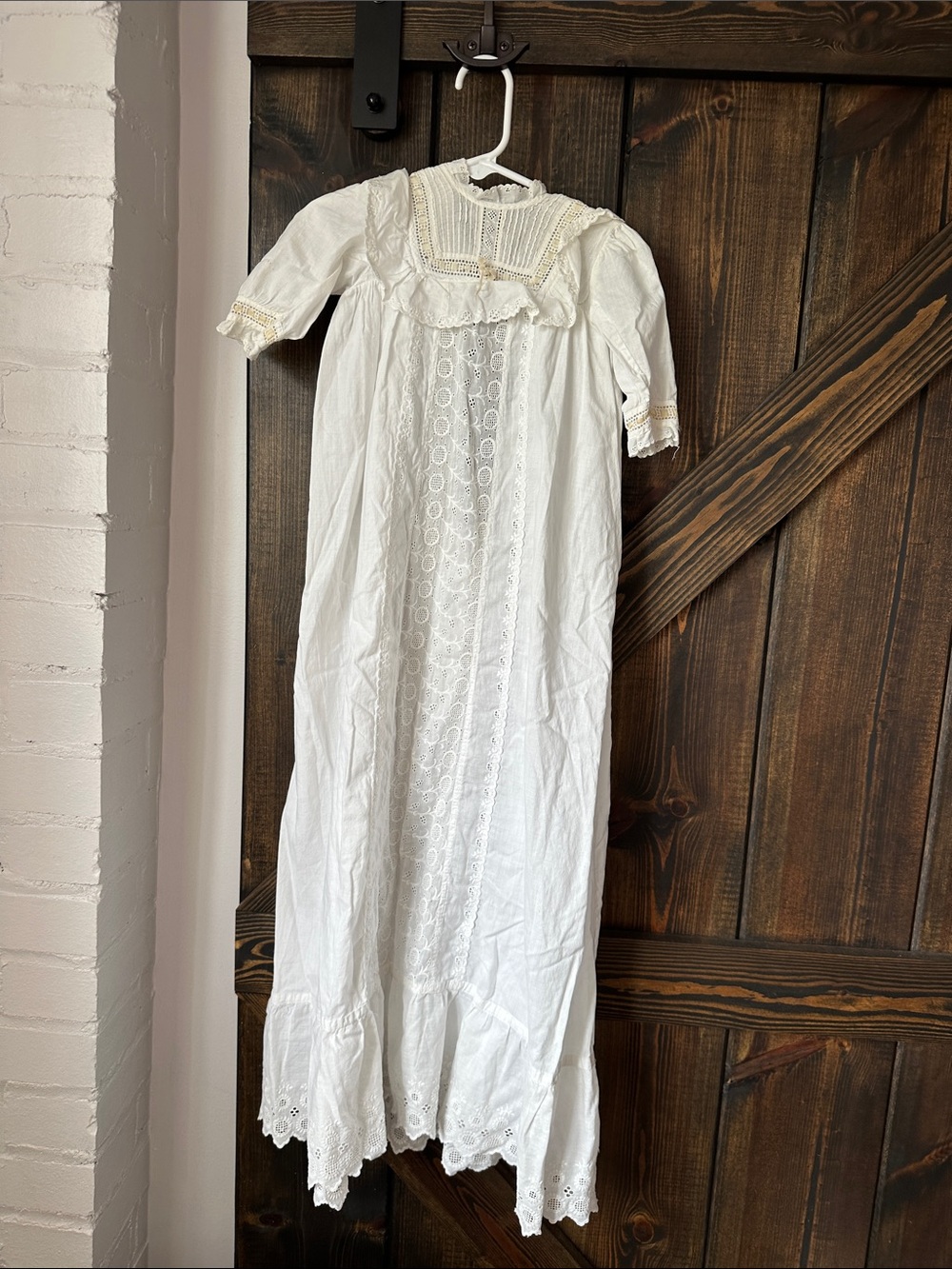 I gave early 1900’s Classic White Lace Christening Gown for Kids